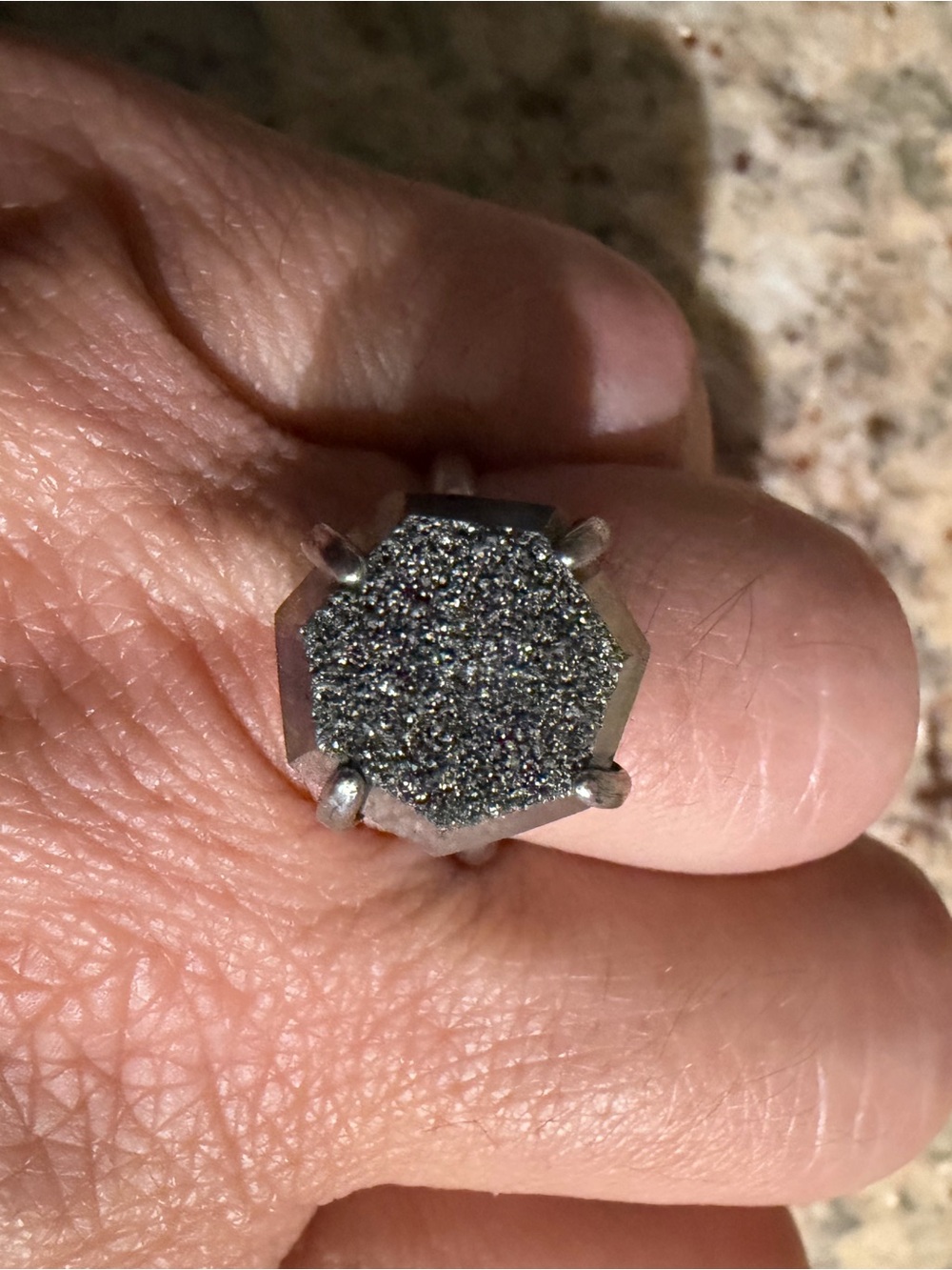 Kendra Scott Hexagonal Black Druzy Statement Ring